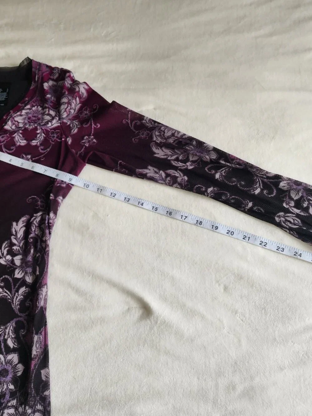Y2K Axcess Purple Floral Women's L Fairycore Sheer Mesh Top - FLAW - Picture 9 of 15